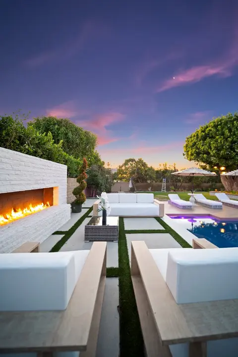 Estate backyard with custom pool, spa and lounge areas in Villa Park, CA