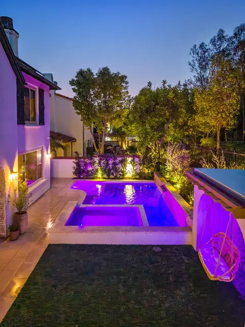 LED pool and step lighting on a custom Tustin pool