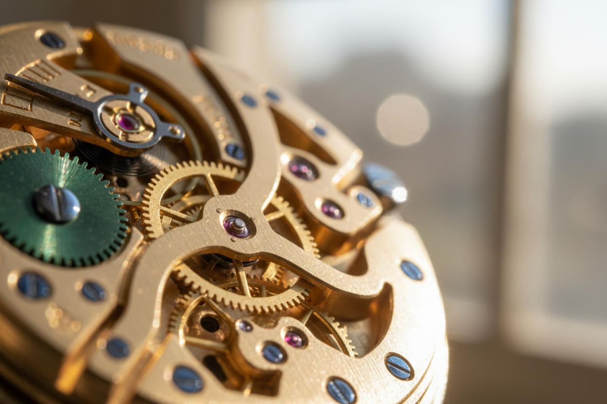 Close-up of precision watch movement symbolizing meticulous vetting