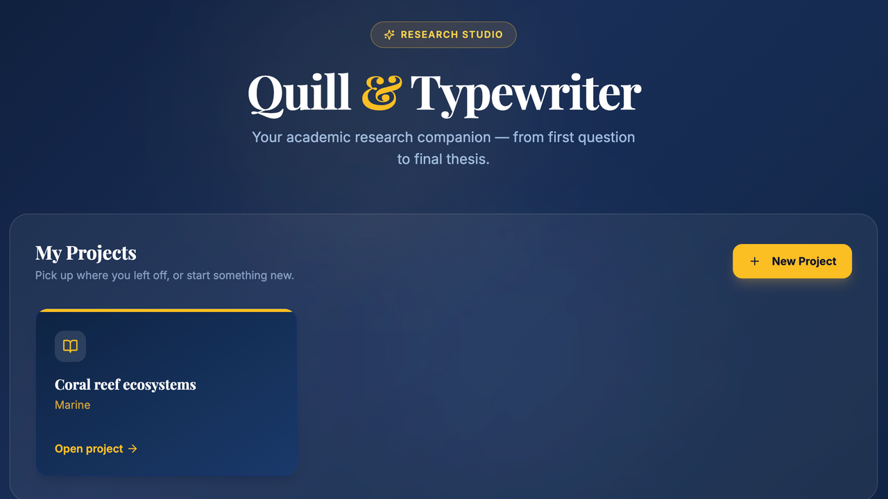 Quill & Typewriter Research Studio template preview