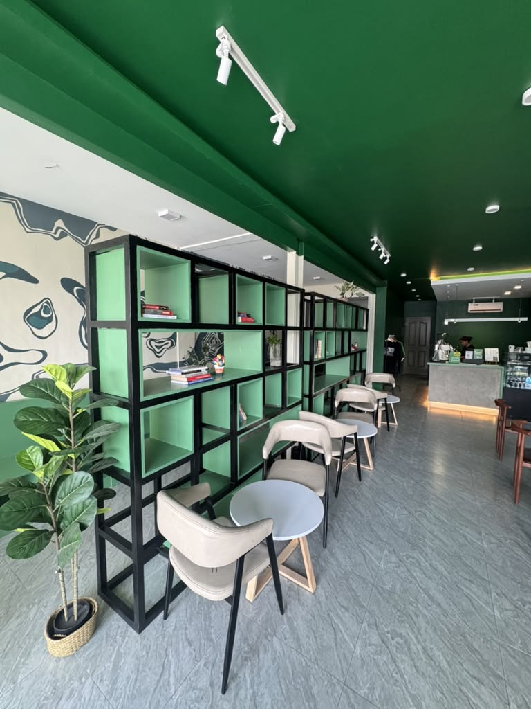 Bangkal Branch shelf seating by the cafe counter