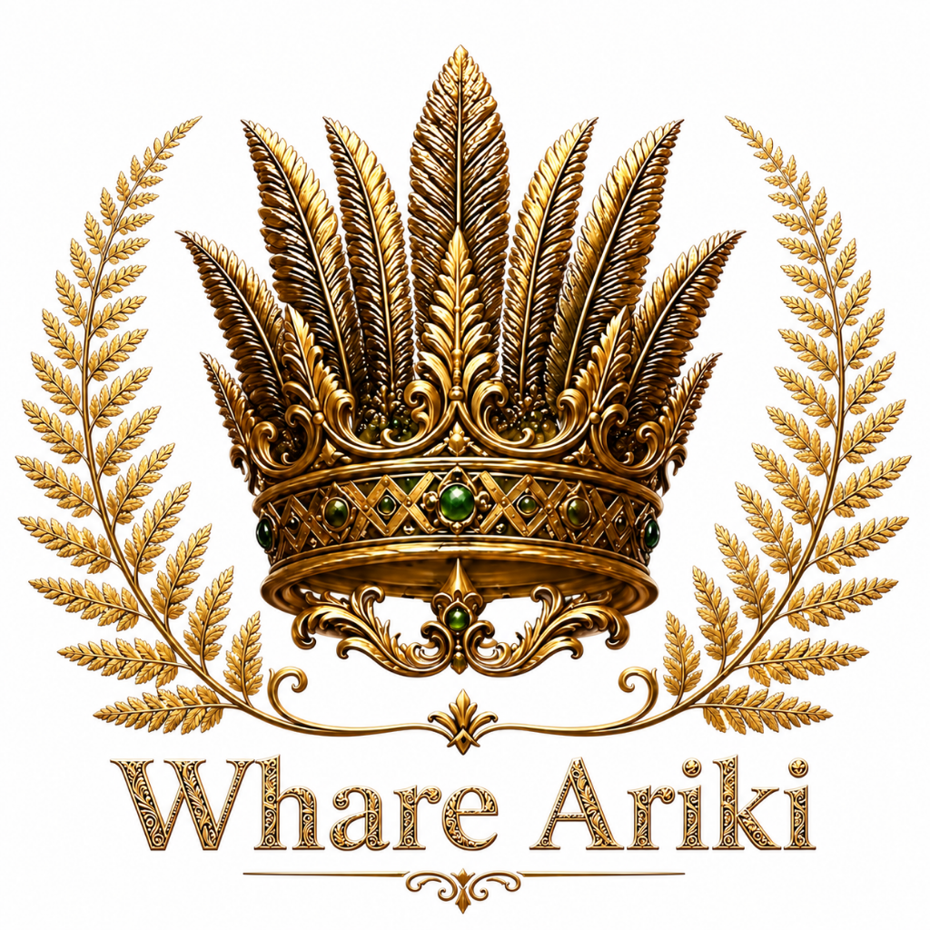 Whare Ariki Crown Emblem — White Background