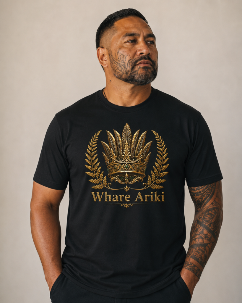 Whare Ariki Gold Emblem Tee