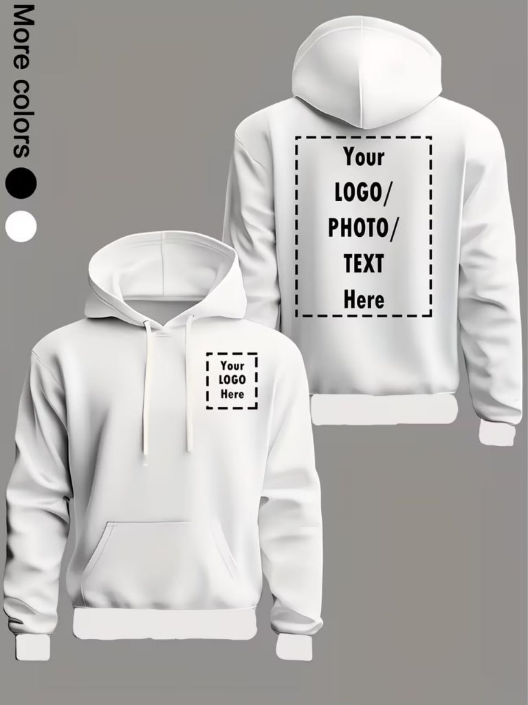 Custom Hoodie — White Blank Canvas