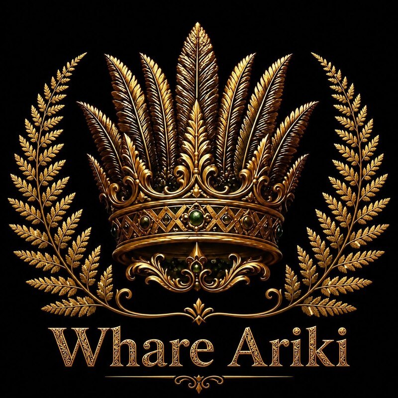 Whare Ariki Crown Emblem — Black Background