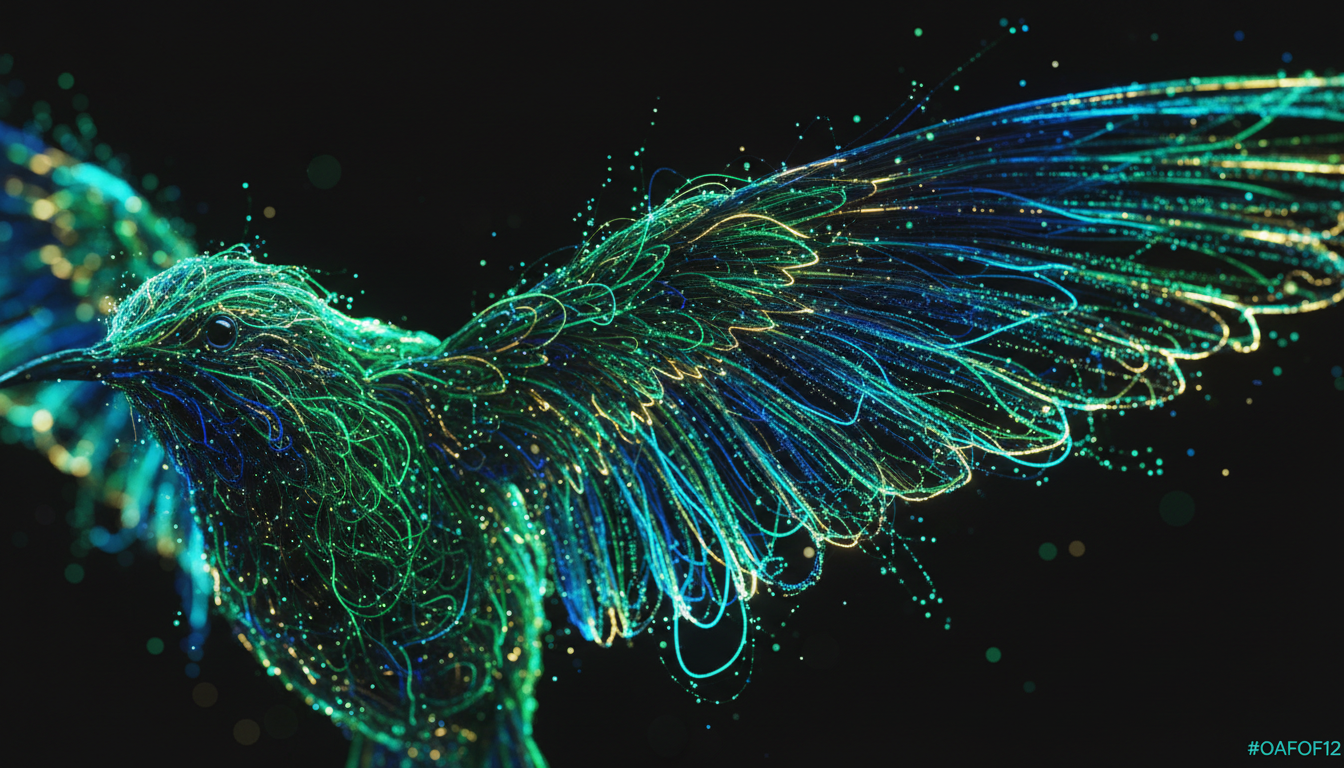 Abstract 3D hummingbird data visualization
