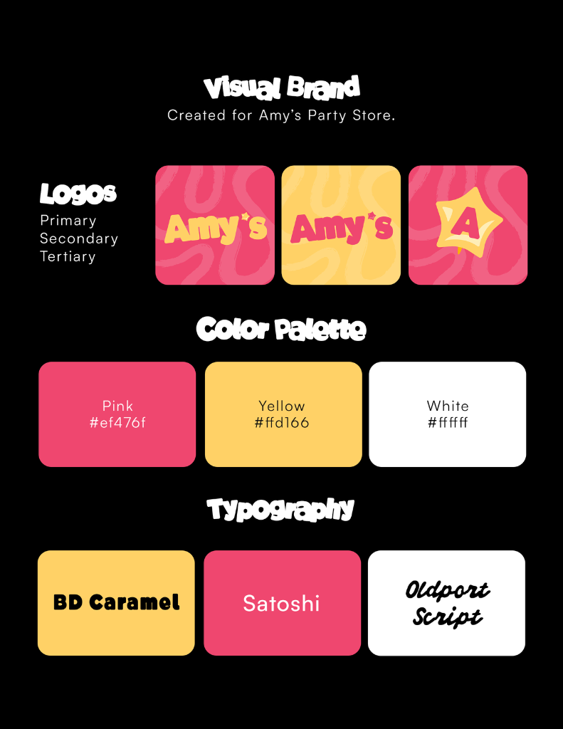 Amy's Party Store brand kit