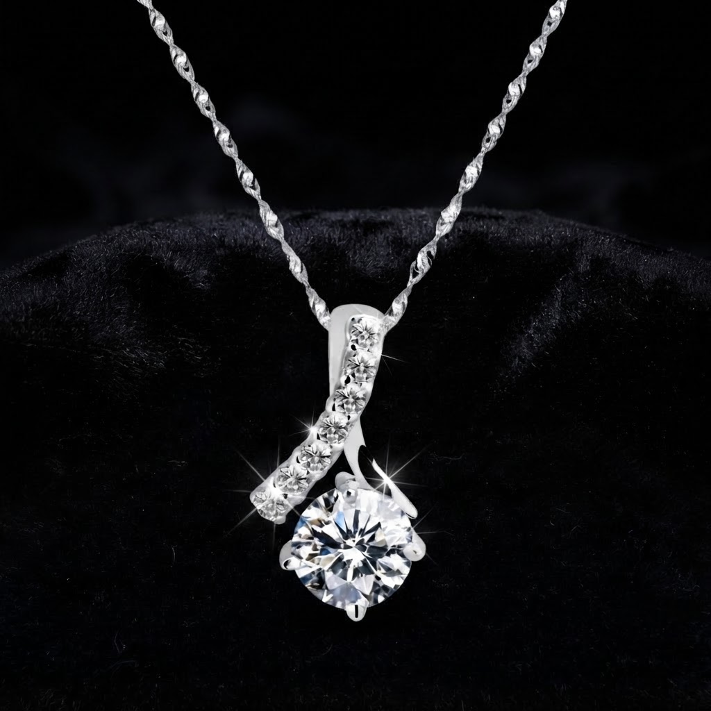 Crossover Solitaire Pendant Necklace