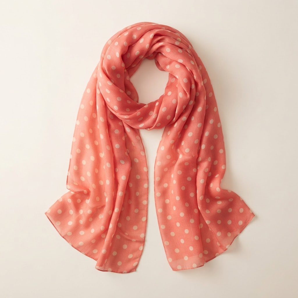 Coral Polka Dot Scarf
