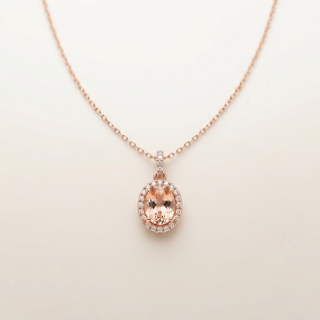 Rose Gold Morganite Pendant Necklace