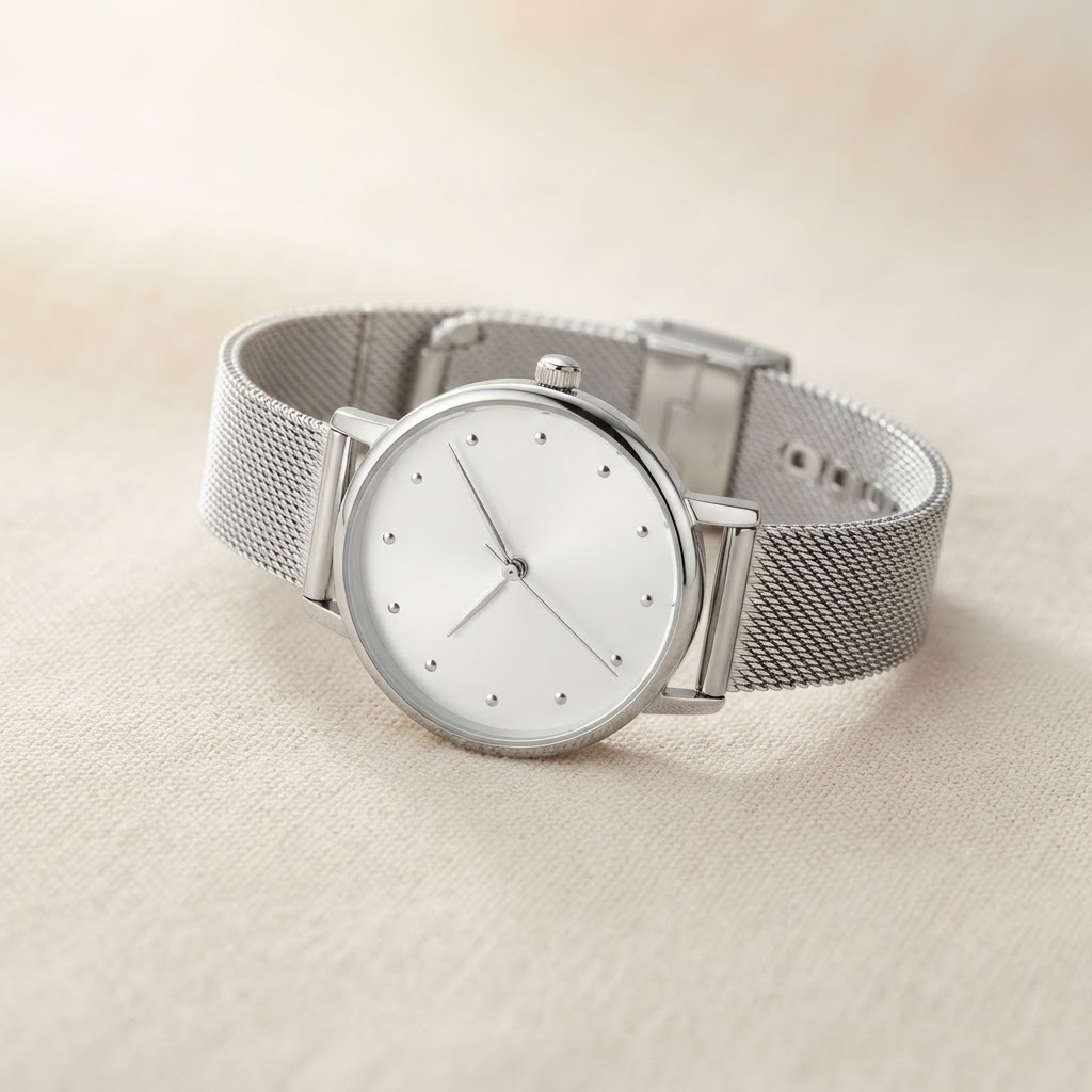 Classic White Dial Analog Watch