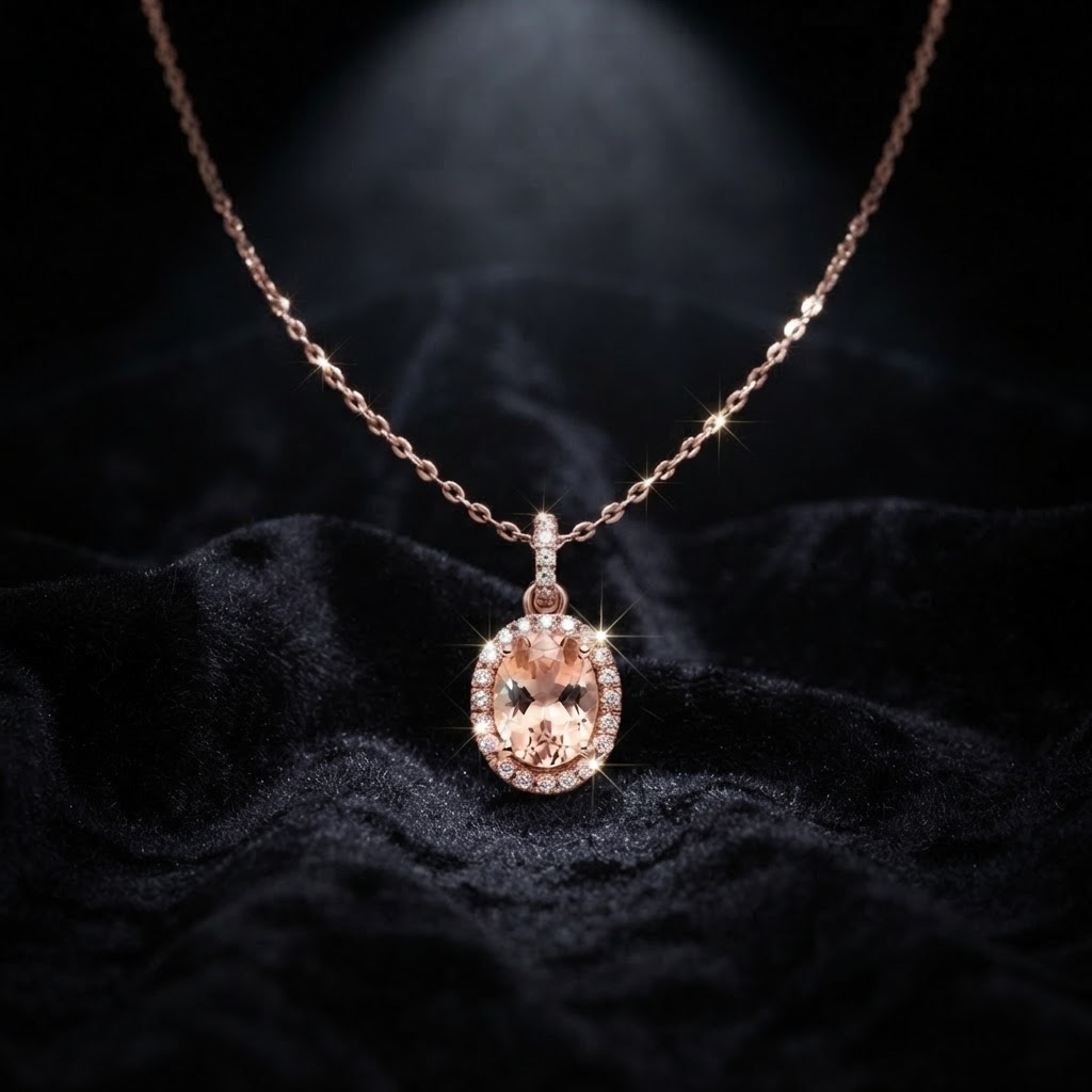 Rose Gold Morganite Pendant Necklace