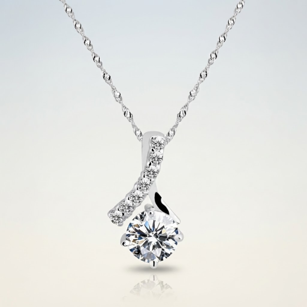 Crossover Solitaire Pendant Necklace