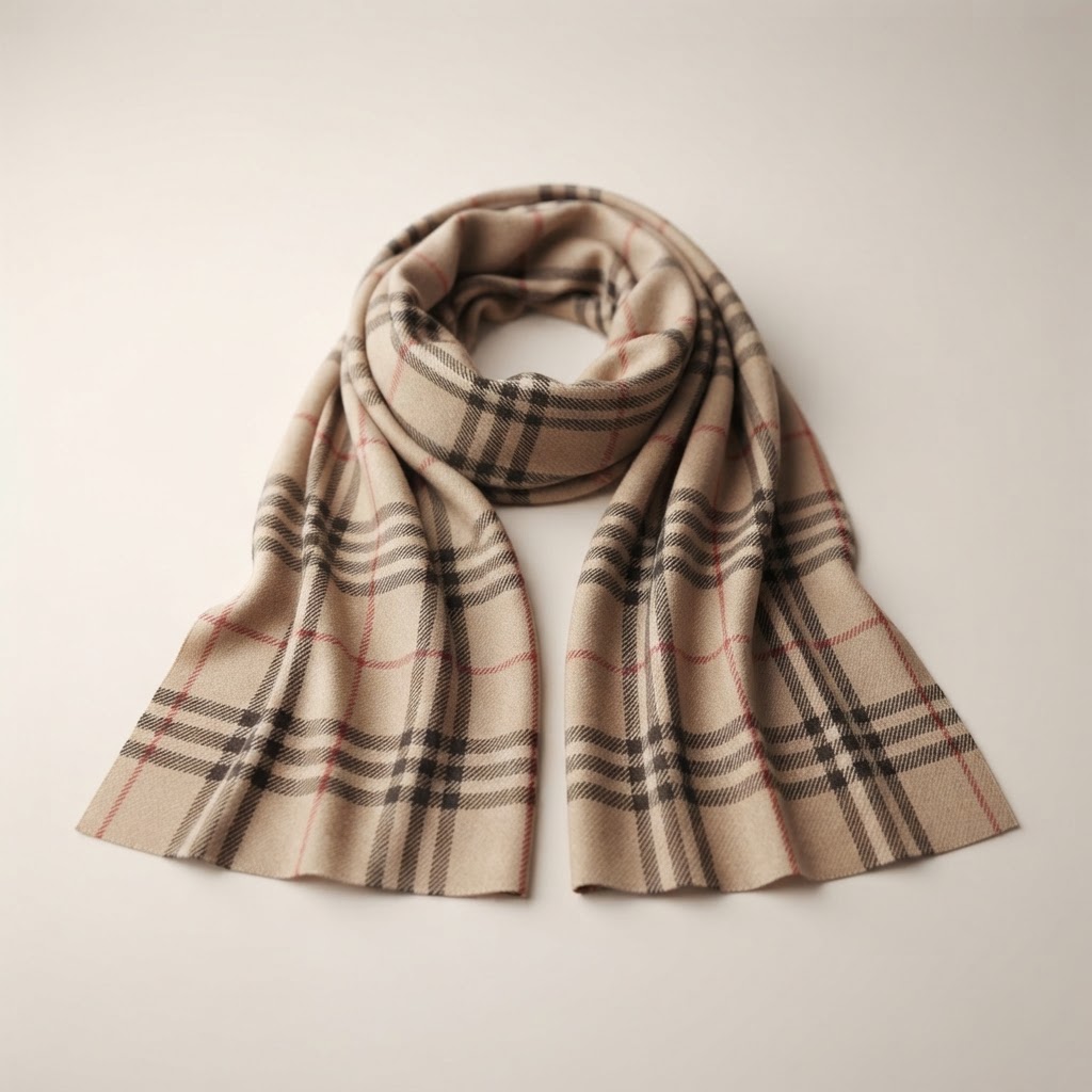 Beige Plaid Scarf