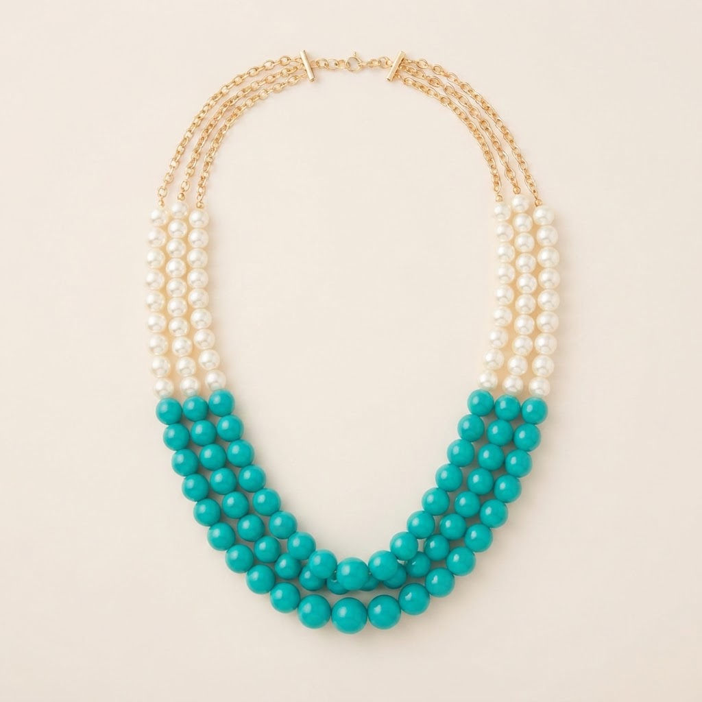 Pearl & Turquoise Layered Beaded Necklace