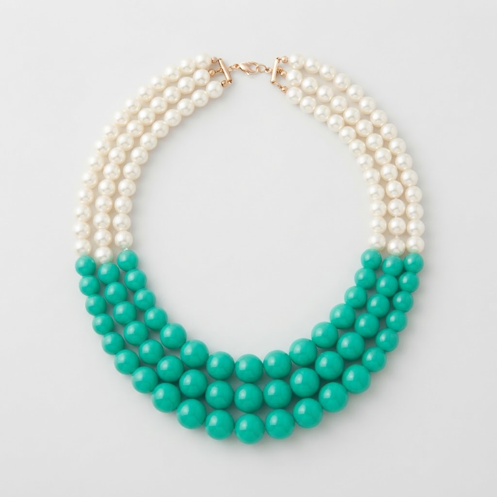 Turquoise & Pearl Three-Strand Statement Necklace
