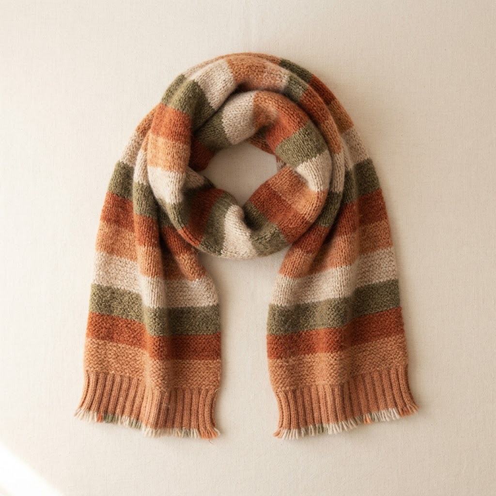 Earthy Striped Knit Scarf