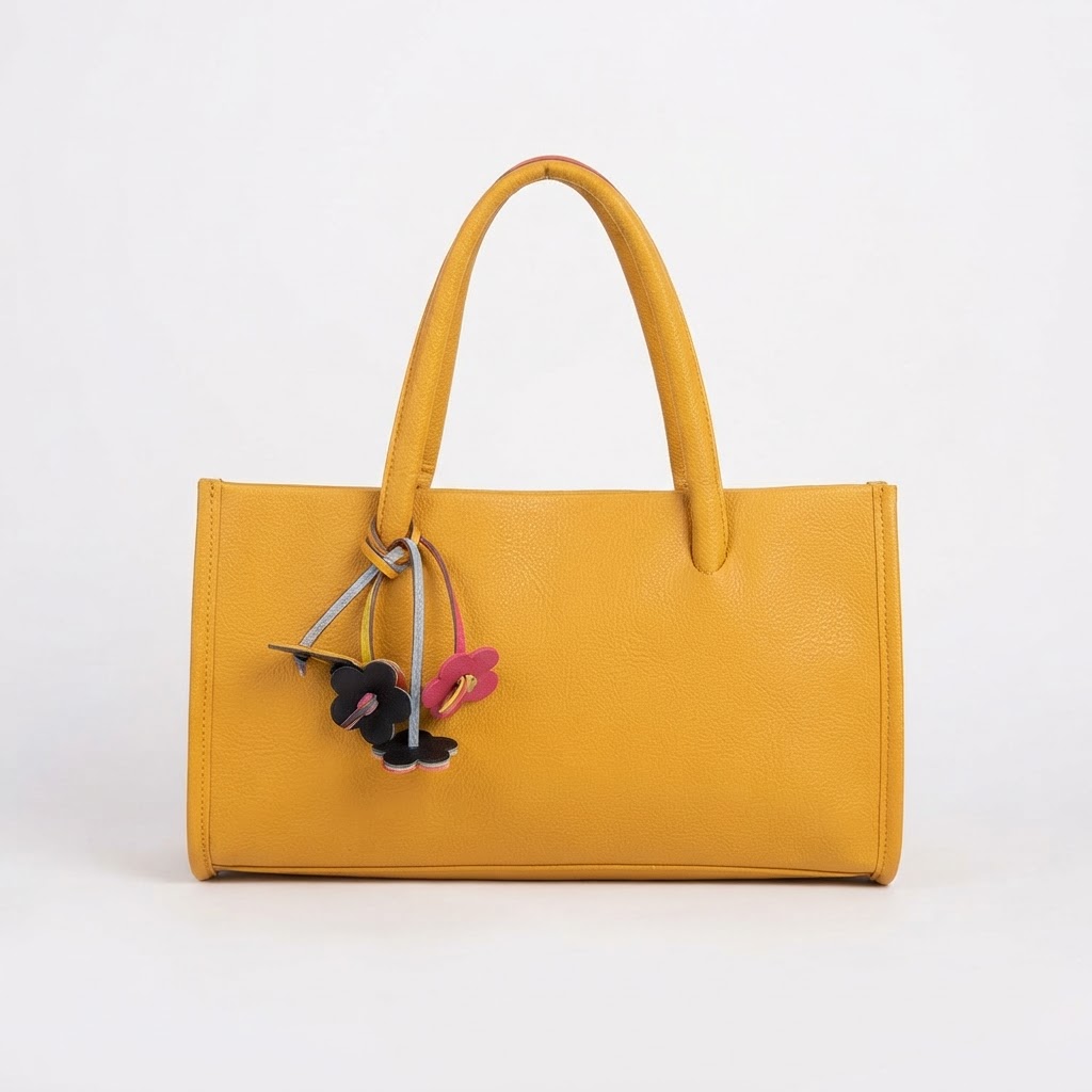 Mustard Utility Tote with Flower Charm