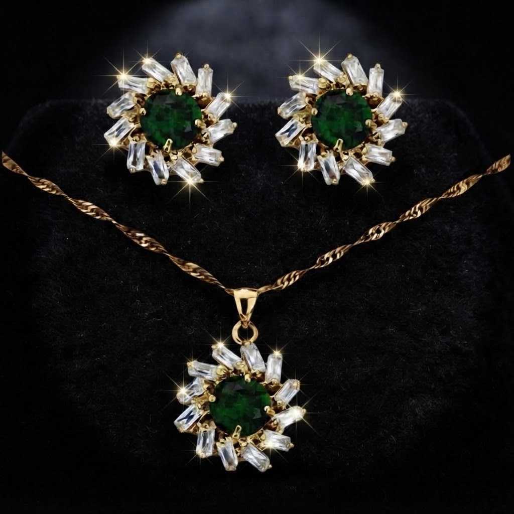Emerald Sunburst Jewelry Set