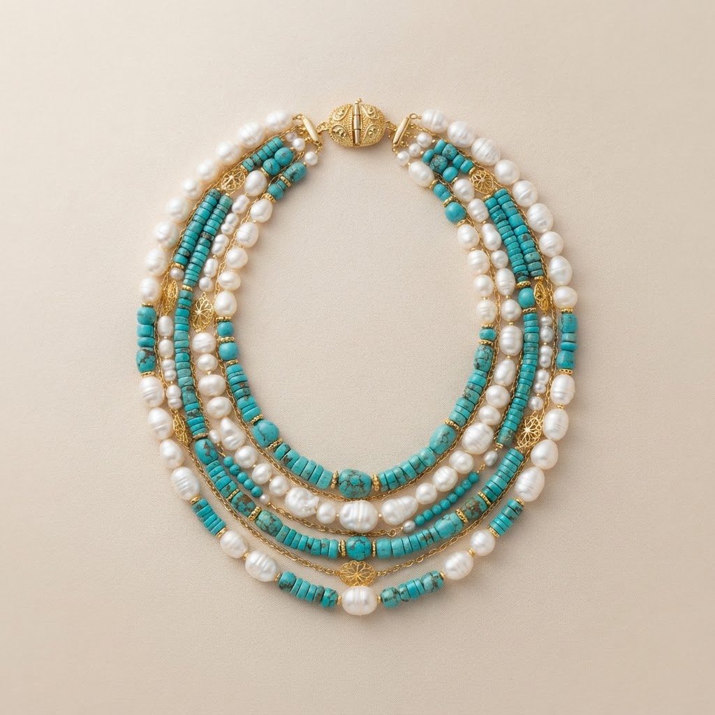 Pearl & Turquoise Statement Necklace
