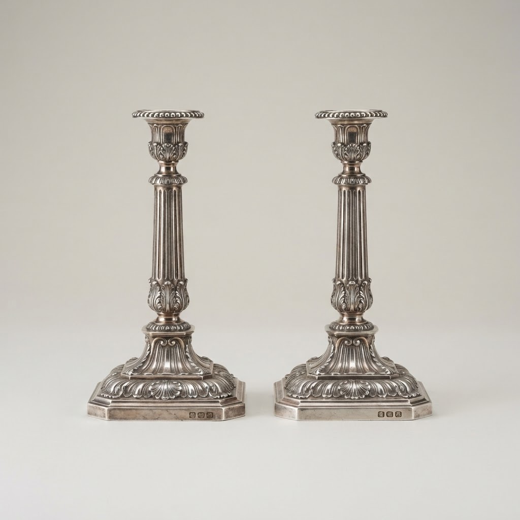Georgian Silver Candlestick Pair