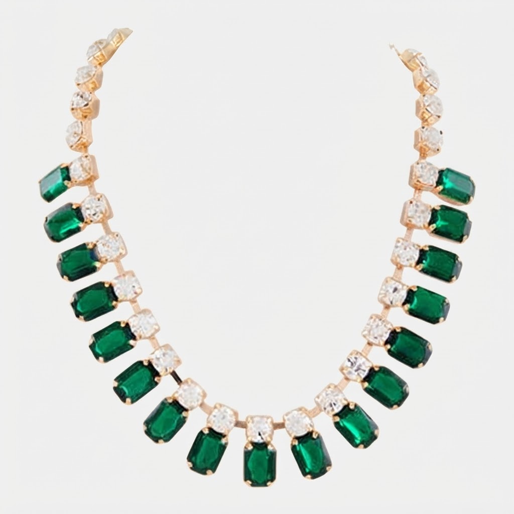 Emerald Green Crystal Collar Necklace