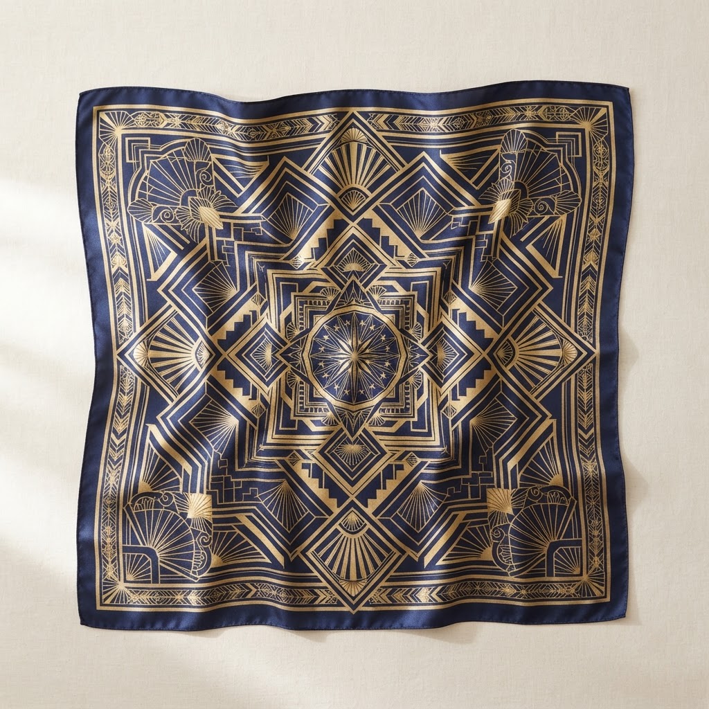 Art Deco Geometric Silk Scarf