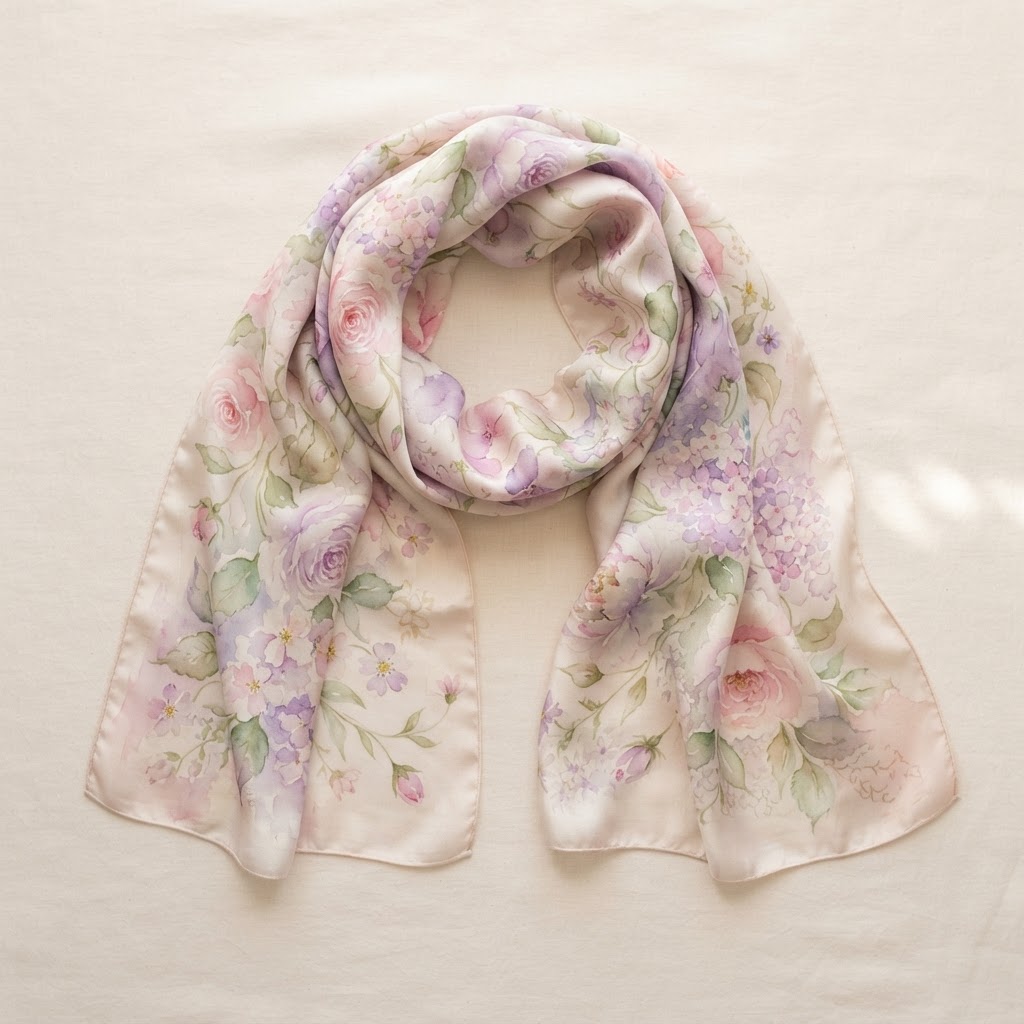Watercolor Floral Silk Scarf
