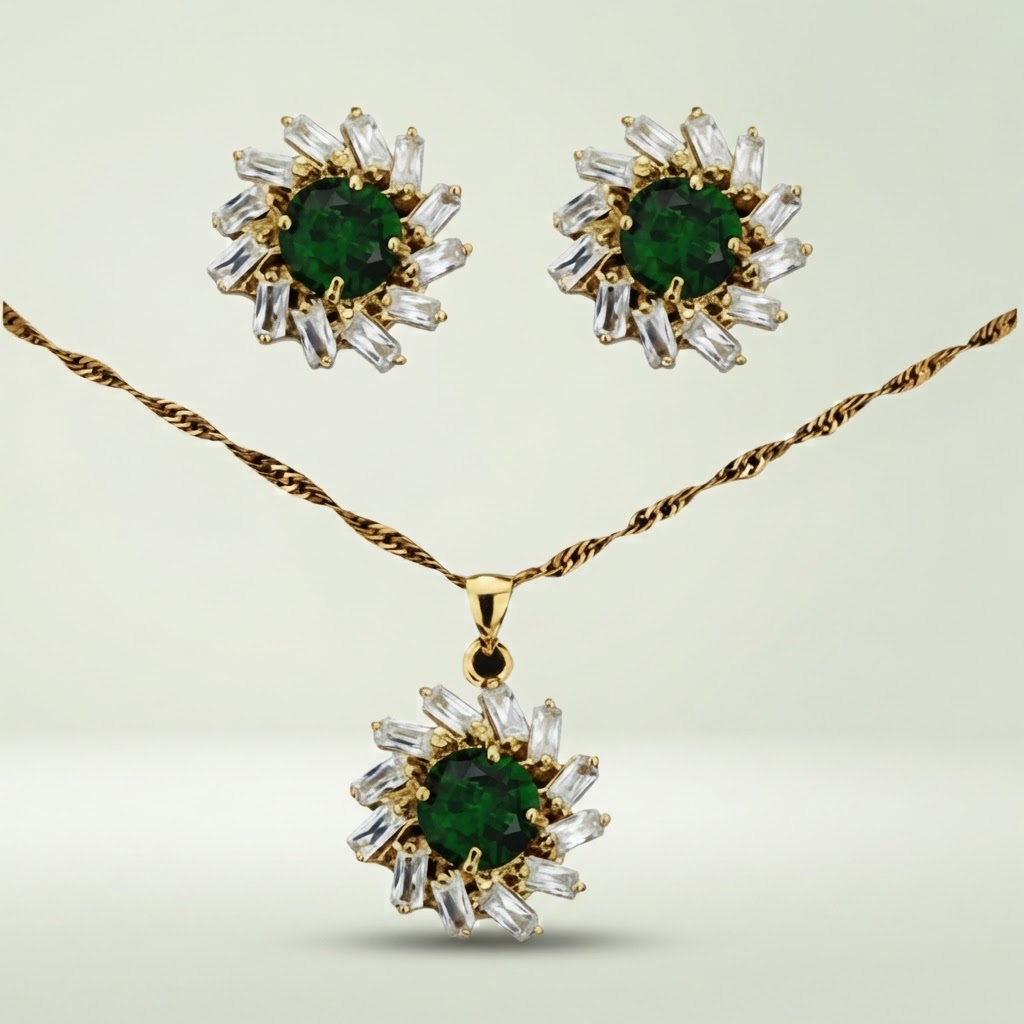 Emerald Sunburst Jewelry Set