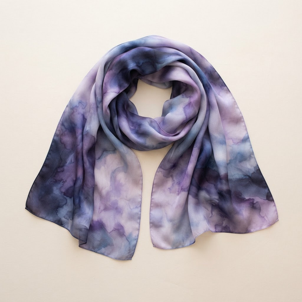 Indigo Tie-Dye Silk Scarf