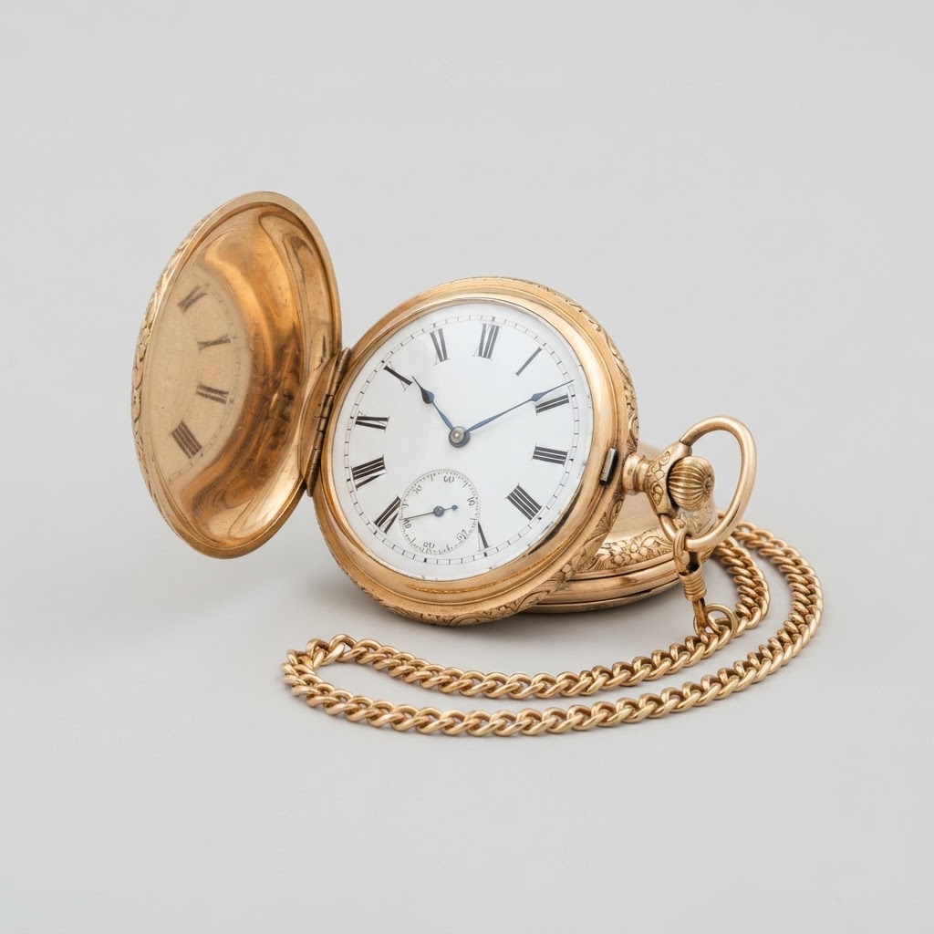 Antique 18k Gold Hunter-Case Pocket Watch