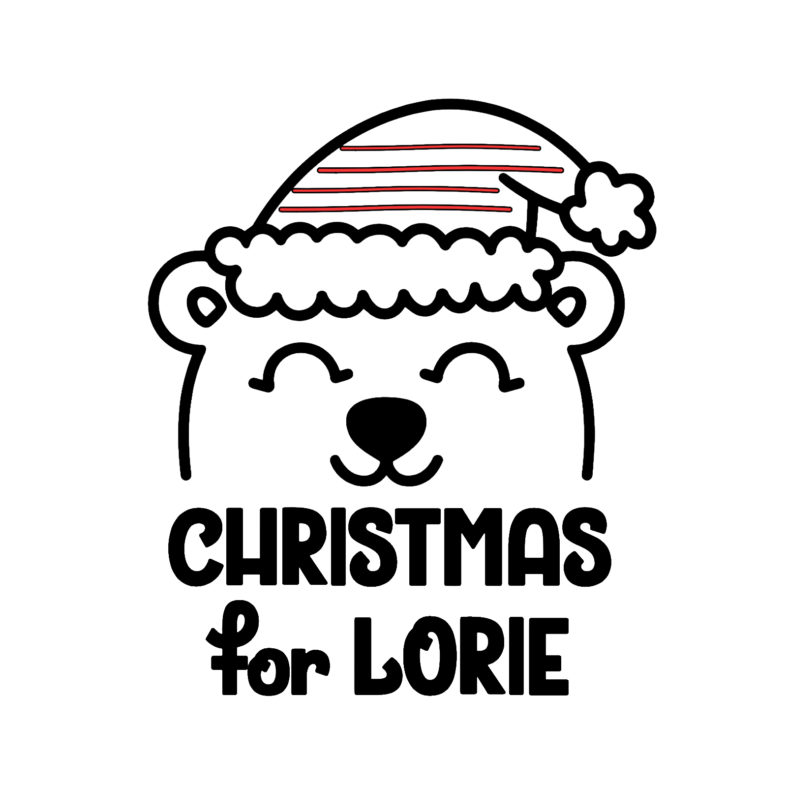 Christmas for Lorie – a bear wearing a Santa hat
