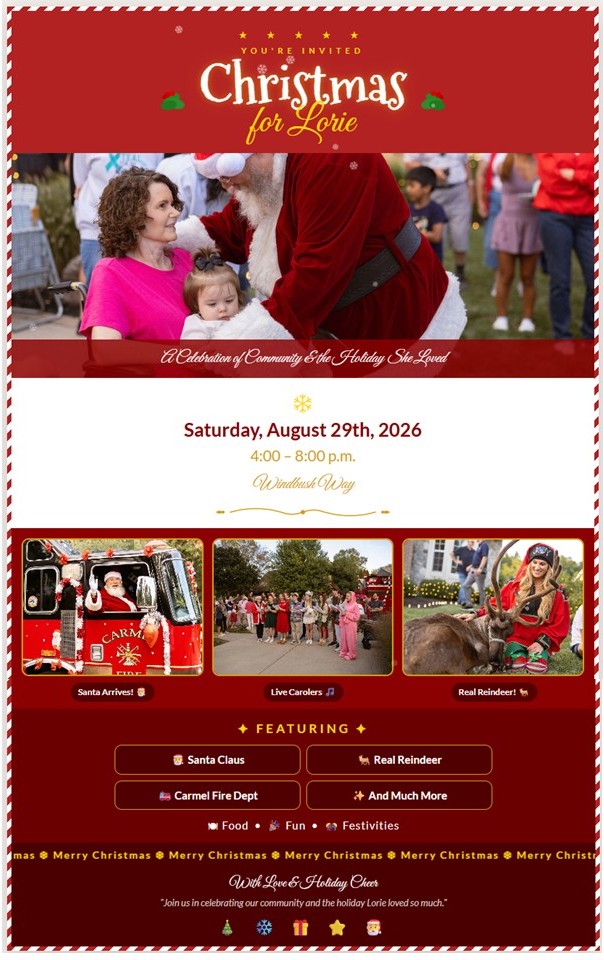 Christmas for Lorie event flyer