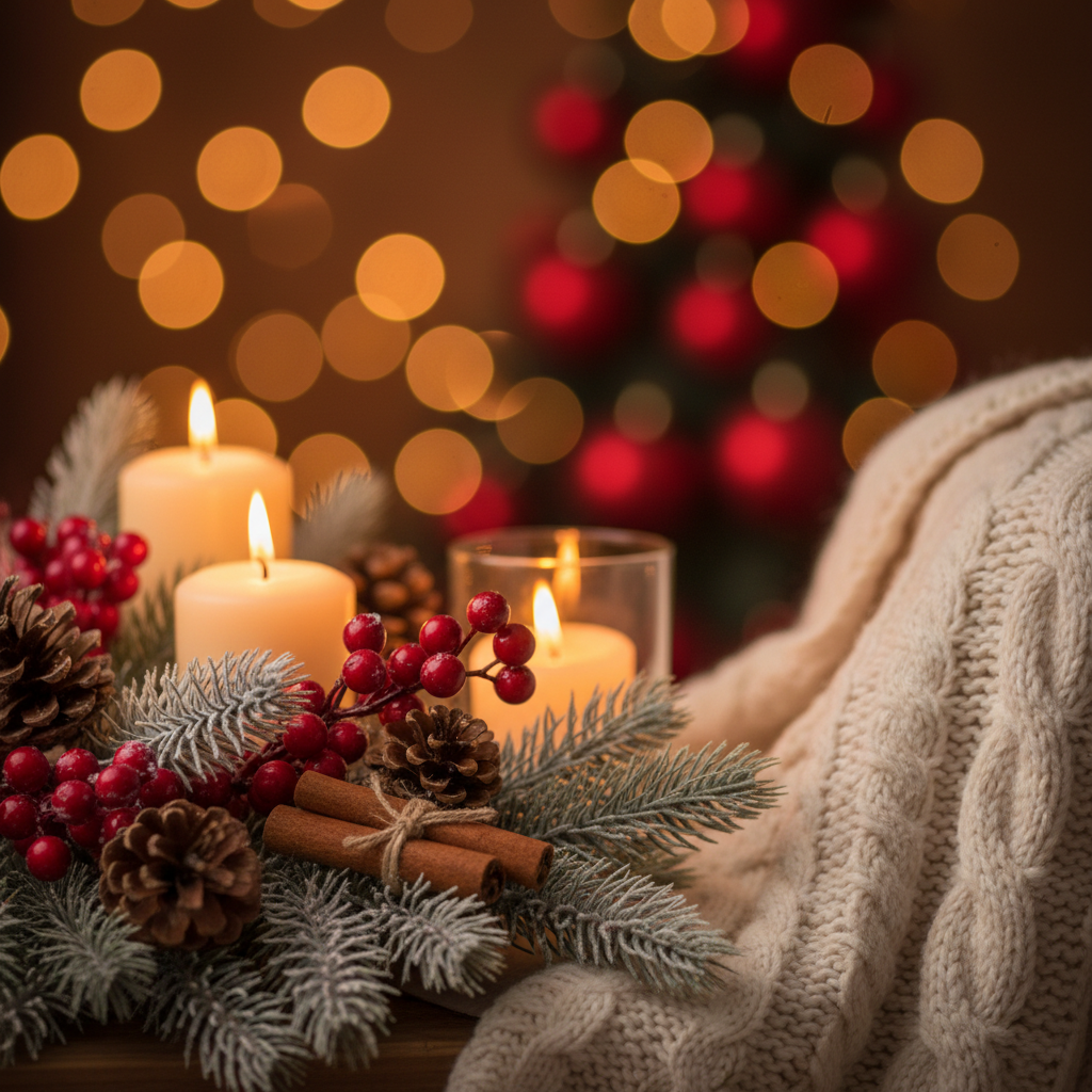 Warm Christmas bokeh background