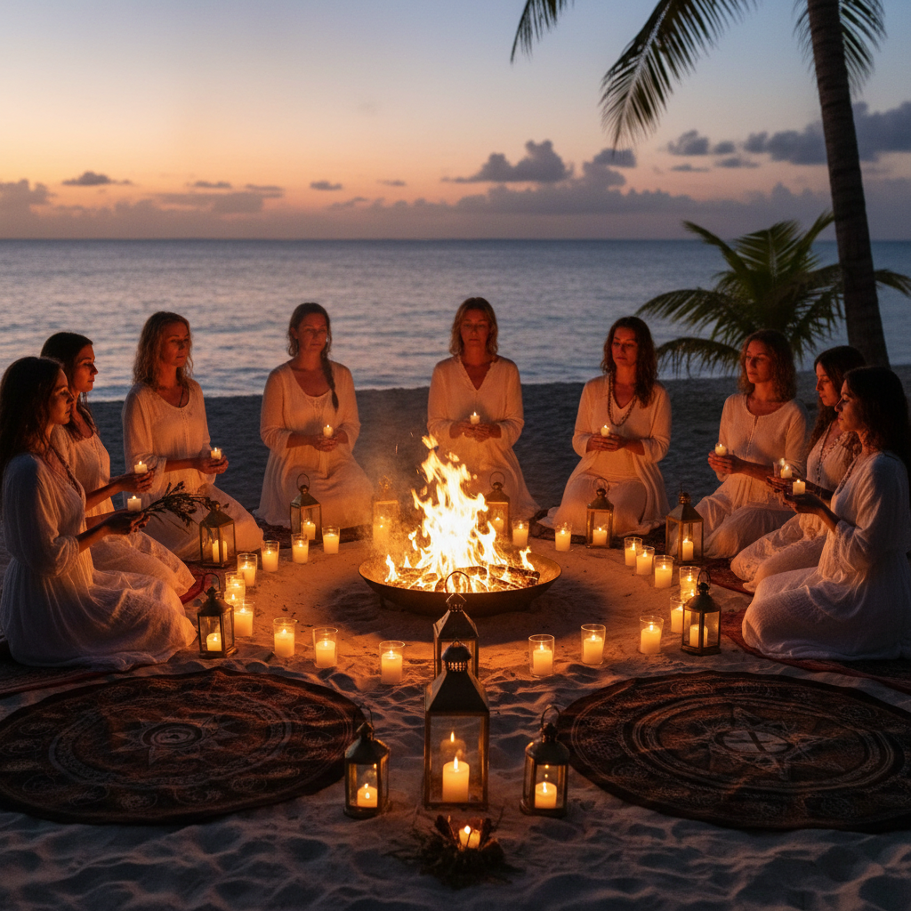 A quiet moment of ceremony by the water
