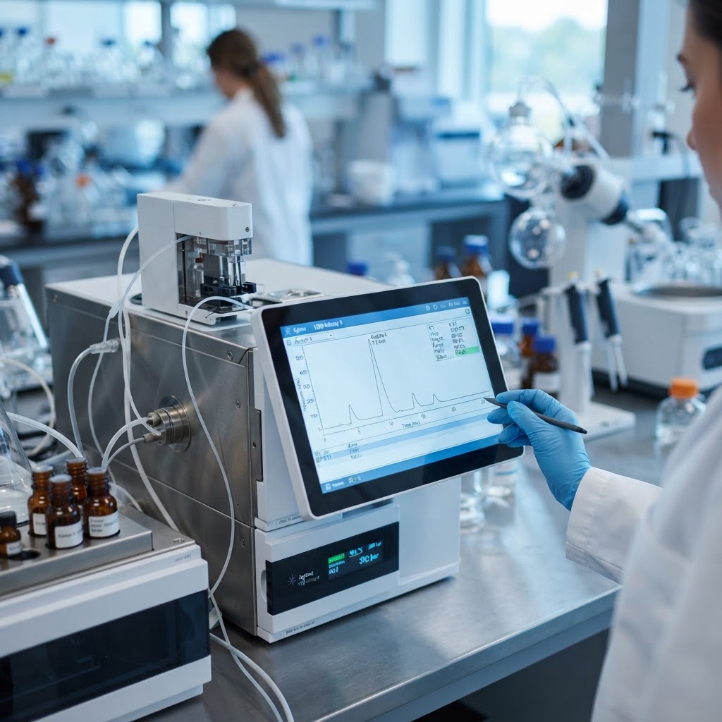 HPLC chromatography analysis of research peptide in UK Science laboratory