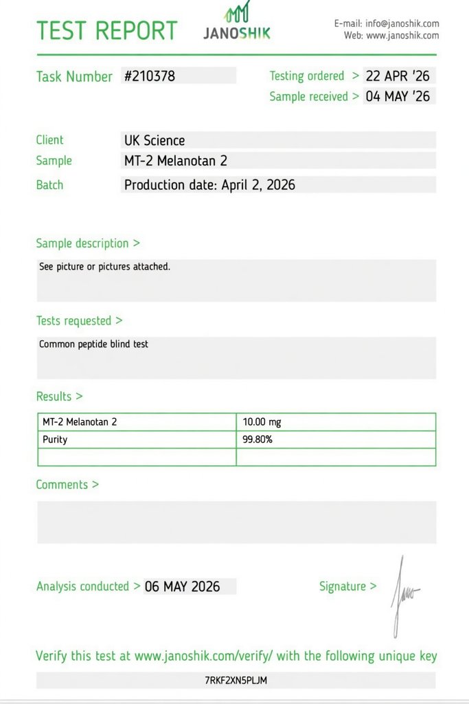MT-2 / Melanotan 2 research peptide 10MG — Libido | >99% HPLC-verified purity | UK Science Israel
