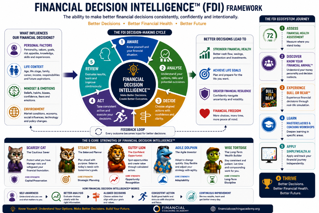 Financial Decision Intelligence™ (FDI) Framework — the ability to make better financial decisions consistently, confidently and intentionally