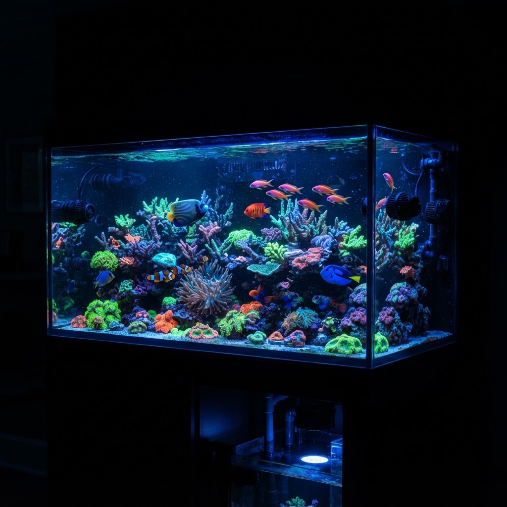 Halocline reef aquarium management app — vibrant coral reef with soft corals and clear blue water