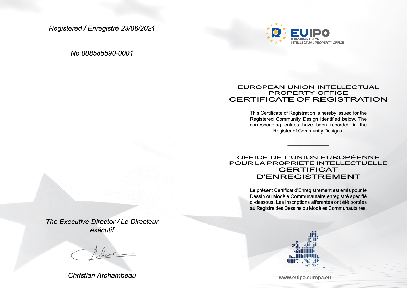 EUIPO RCD Certificate page 1