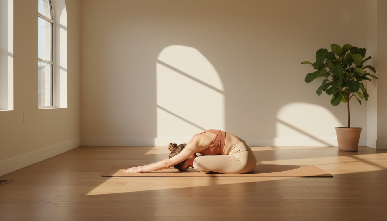 Persona che pratica stretching mindful nello studio Pilates