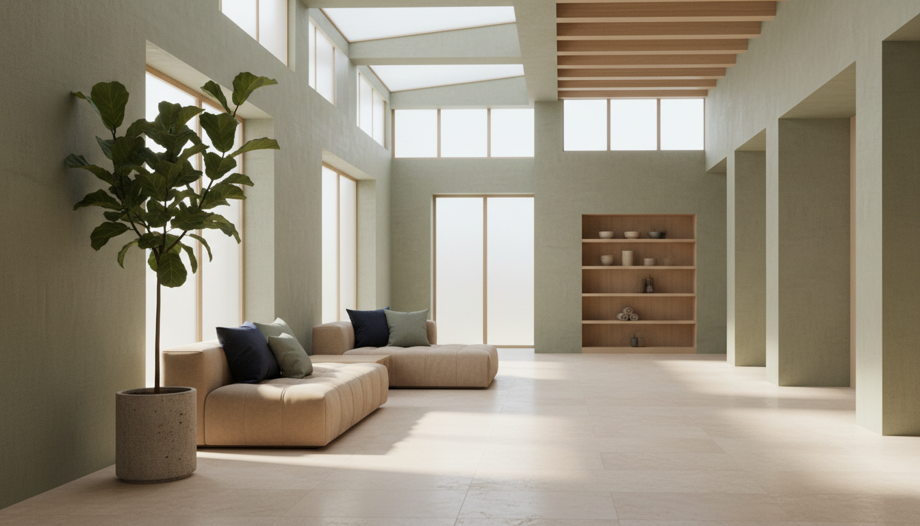 Calm sun-drenched wellness space