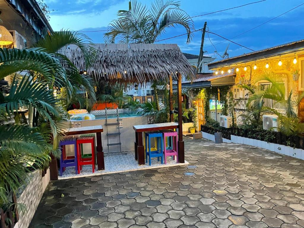 Courtyard at dusk