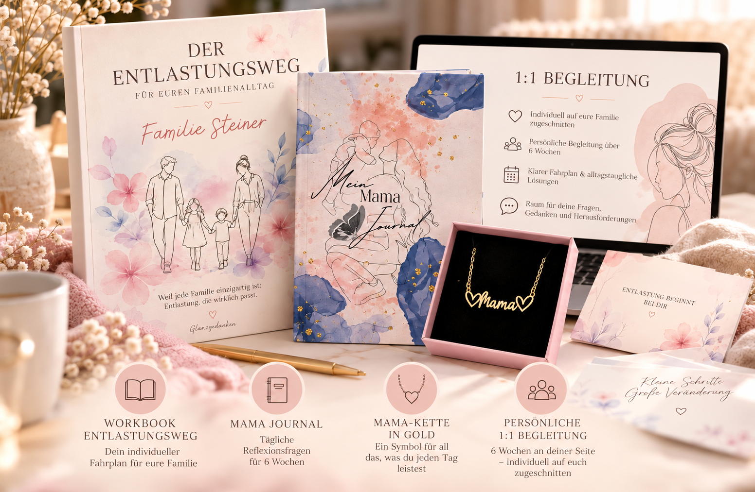 GlanzGedanken Entlastungsweg – Entlastungsplan, Mama Journal, Mama-Kette und 1:1 Begleitung