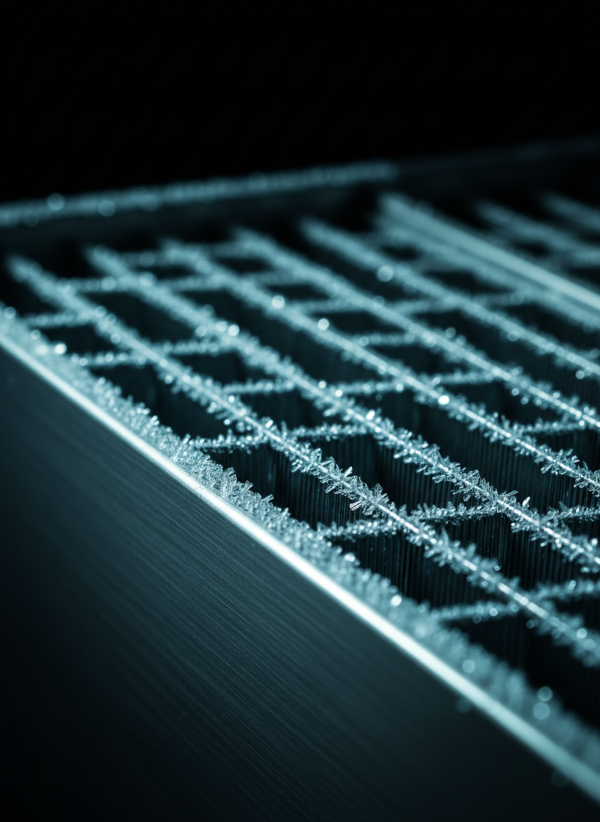 Commercial refrigeration with frost crystals