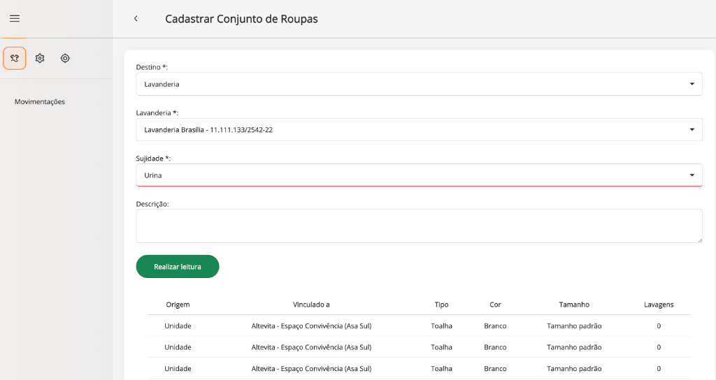 Separação e envio