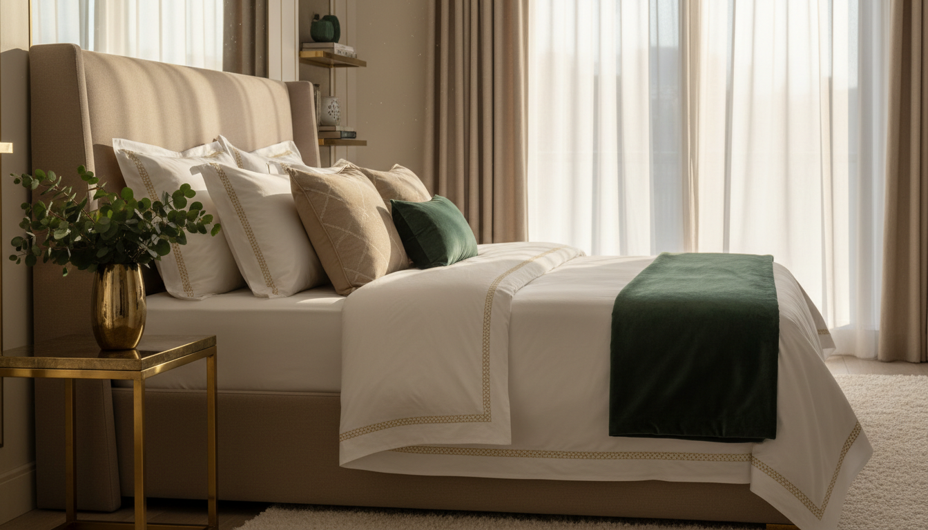 Ambiente sofisticado com cama posta elegante