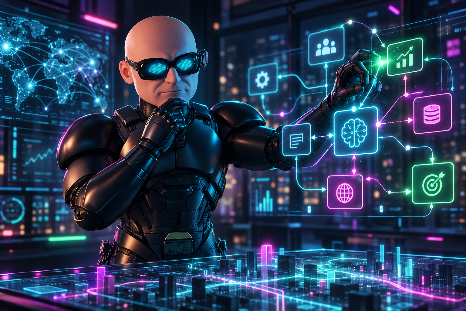 AI consultant reviewing business systems and opportunities