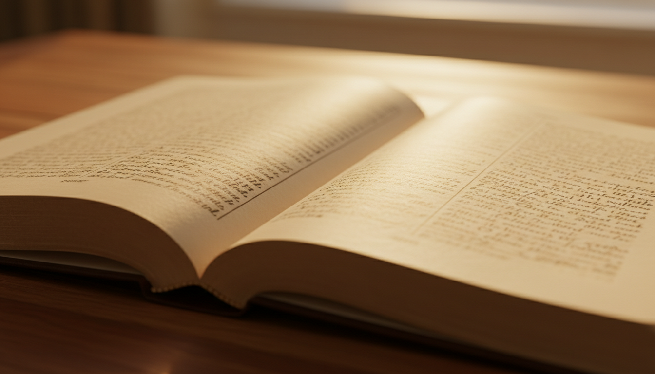 Open Bible with notes and warm light