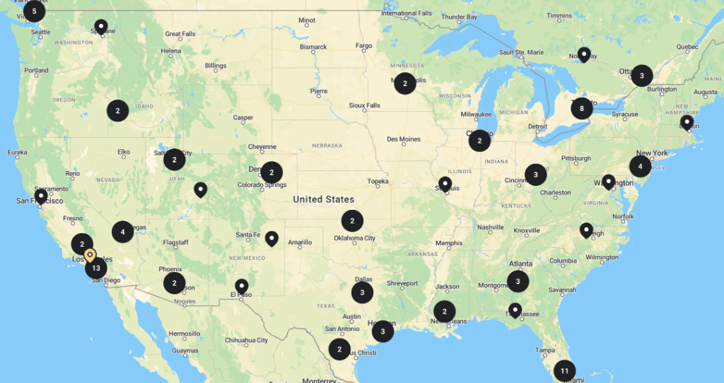 Student locations across the world